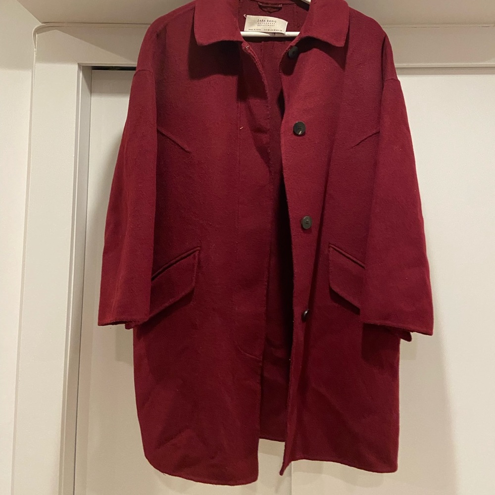 ZARA Wool Coat in Red, Size M
